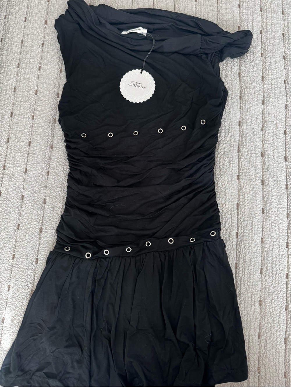 Black Off the Shoulder Mini Dress with Shorts Underneath